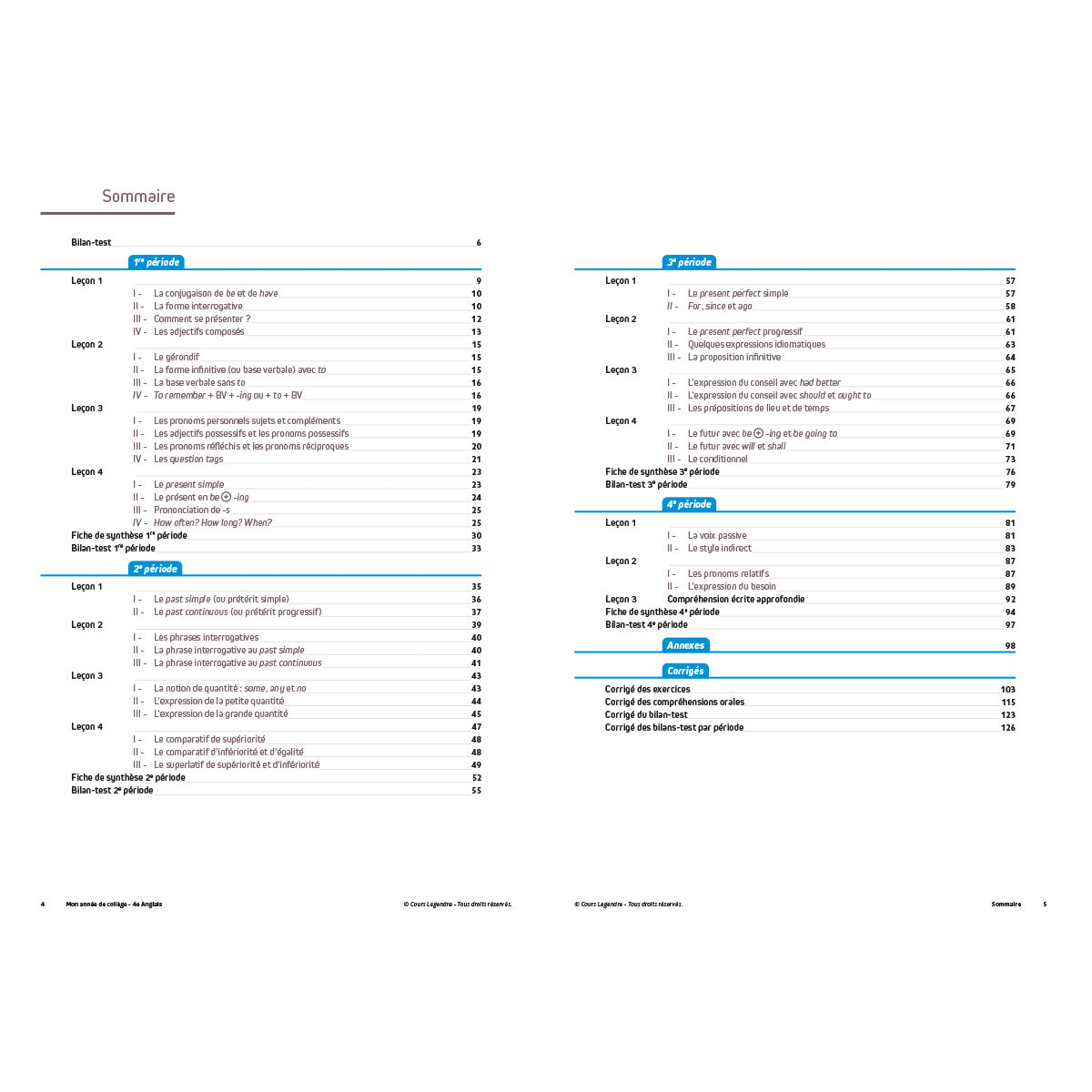 Mon année de collège - Cahier de cours et d'entraînement - Anglais - 4ème