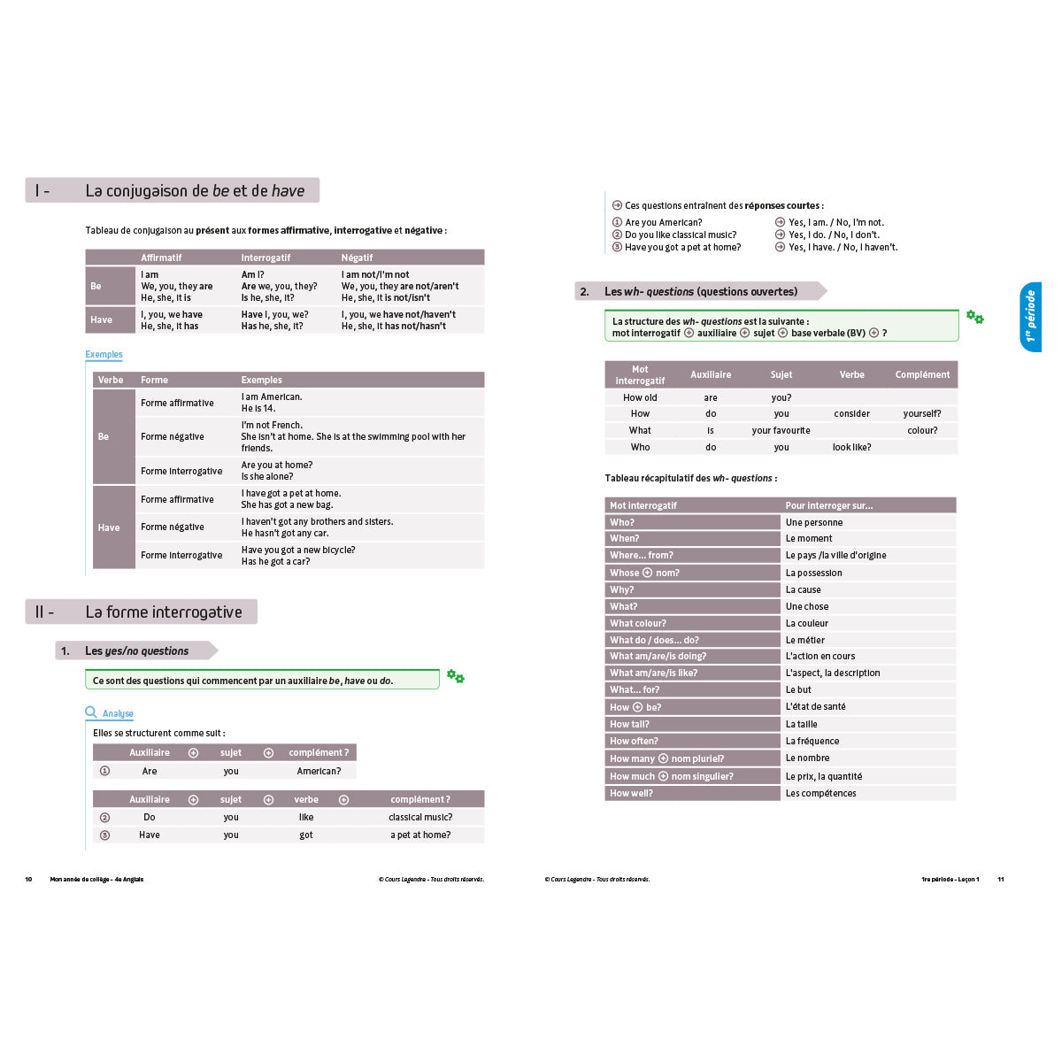 Mon année de collège - Cahier de cours et d'entraînement - Anglais - 4ème