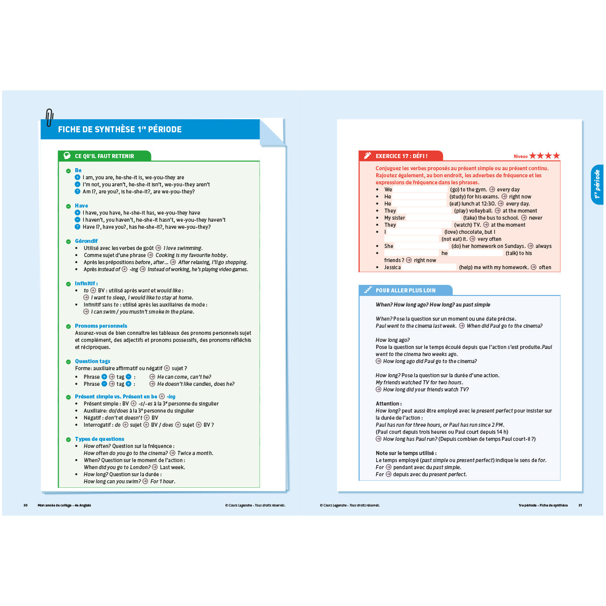 Mon année de collège - Cahier de cours et d'entraînement - Anglais - 4ème