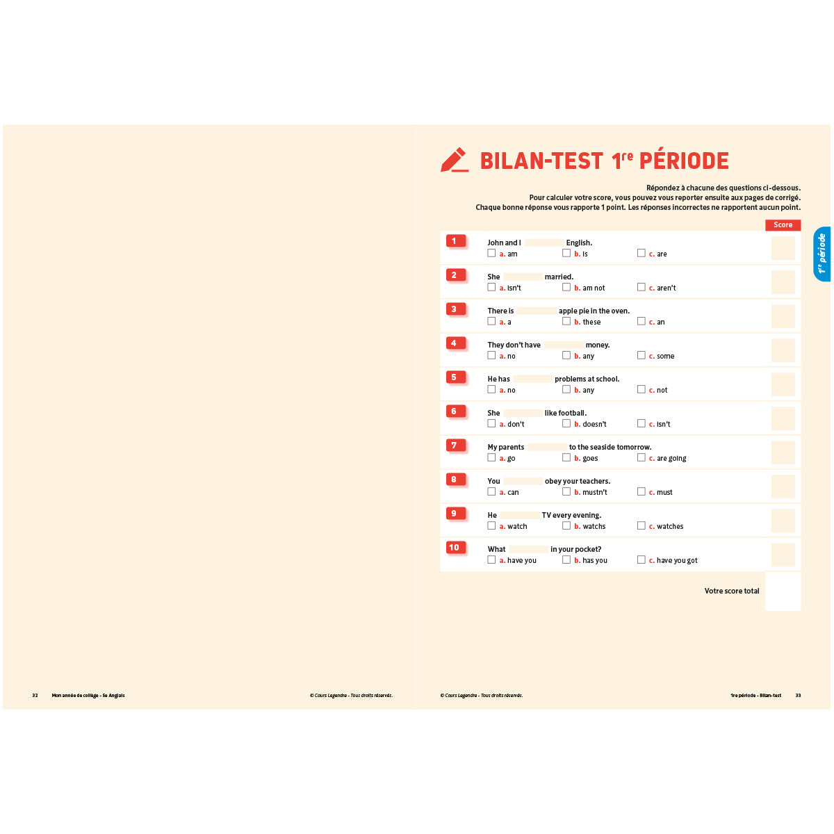 Mon année de collège - Cahier de cours et d'entraînement - Anglais - 5ème