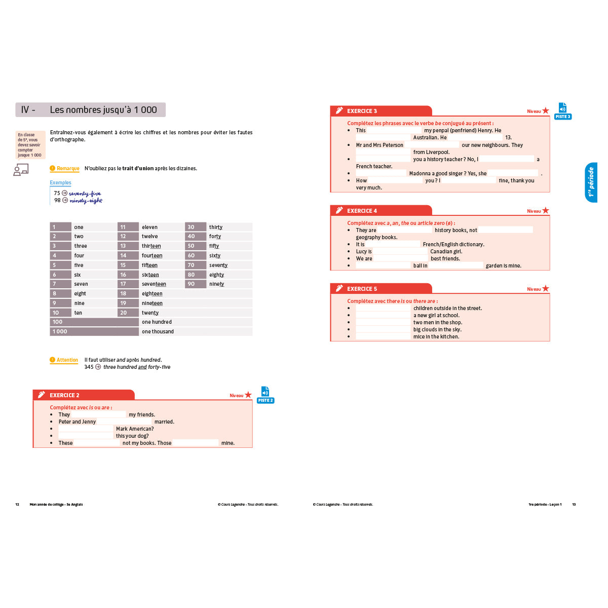 Mon année de collège - Cahier de cours et d'entraînement - Anglais - 5ème