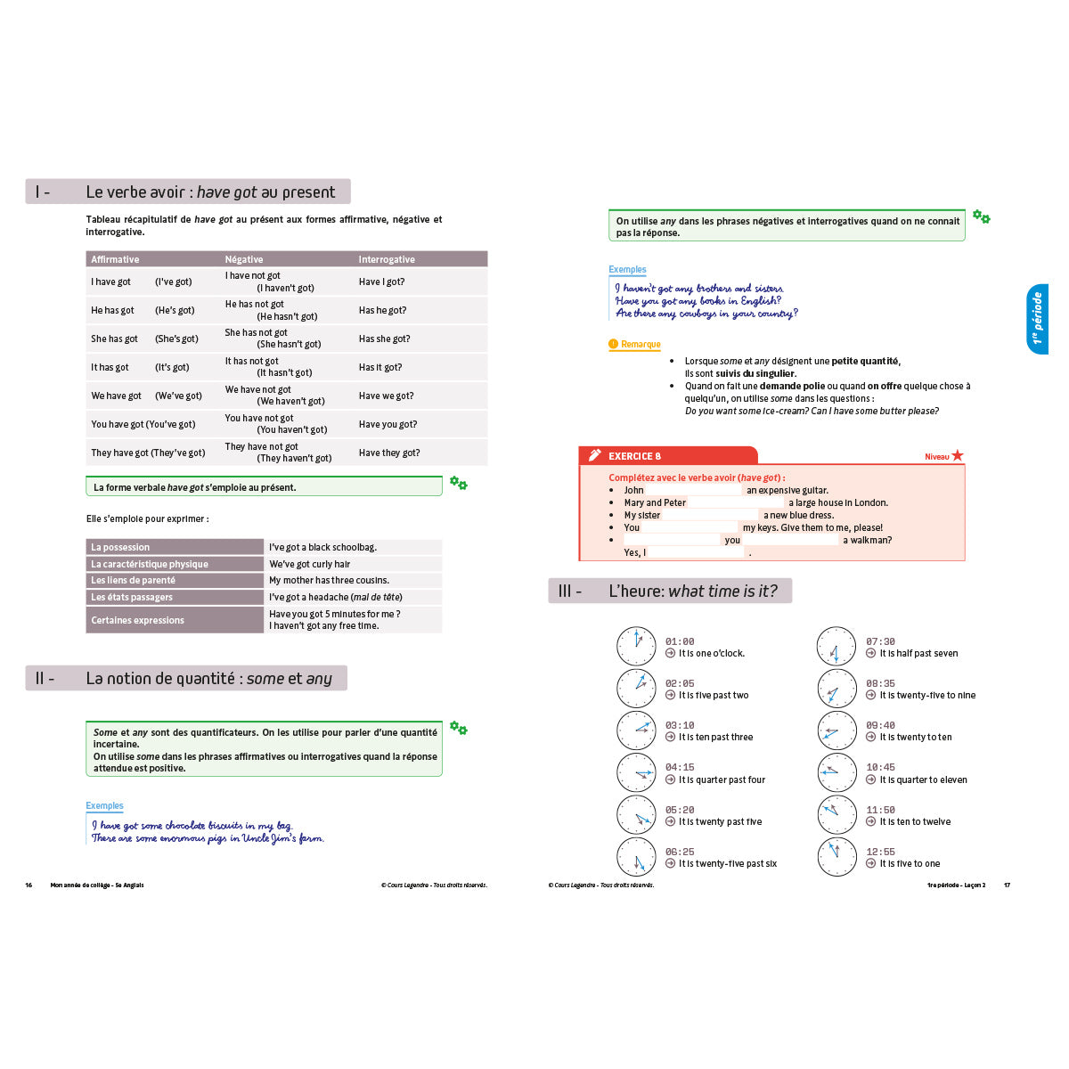 Mon année de collège - Cahier de cours et d'entraînement - Anglais - 5ème