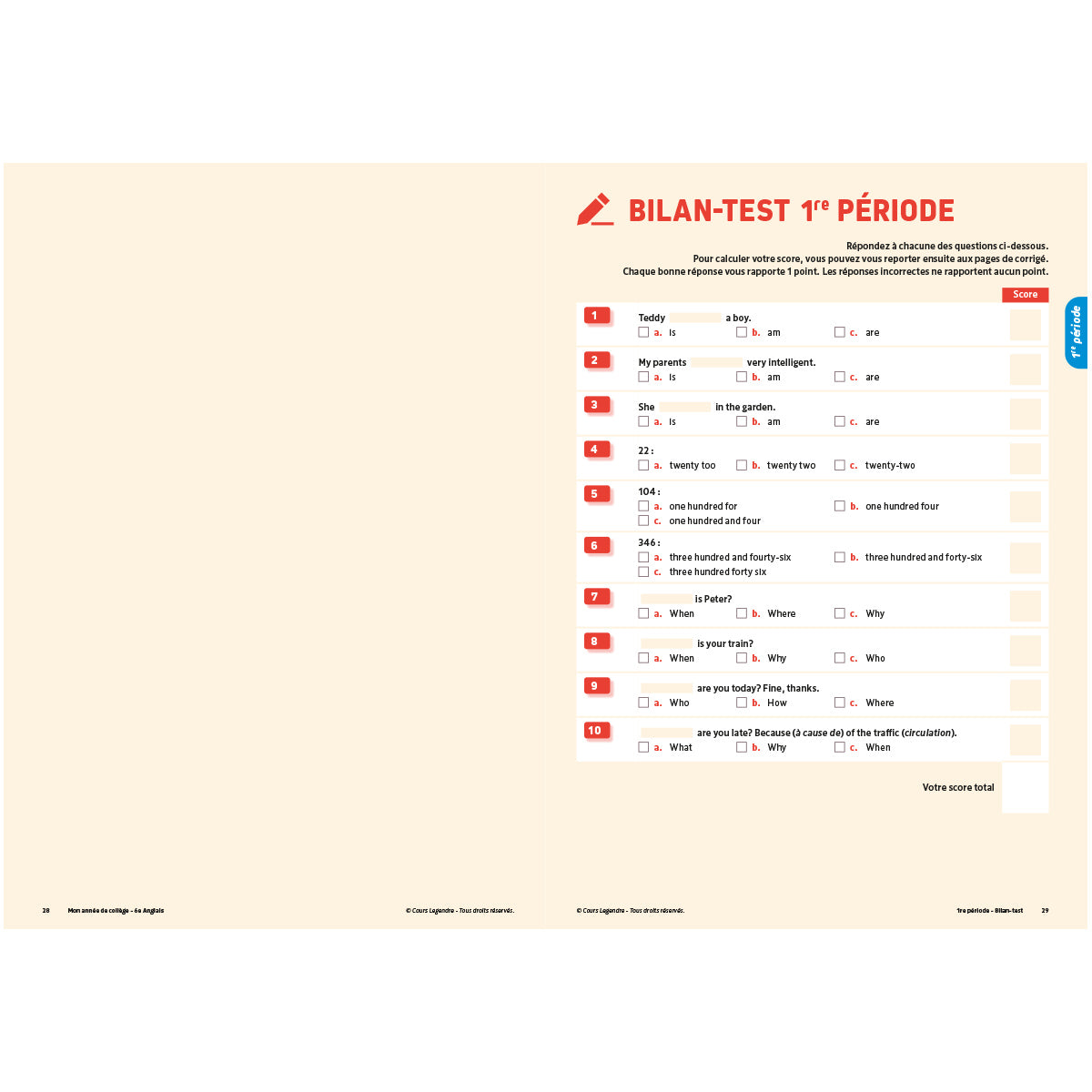 Mon année de collège - Cahier de cours et d'entraînement - Anglais - 6ème