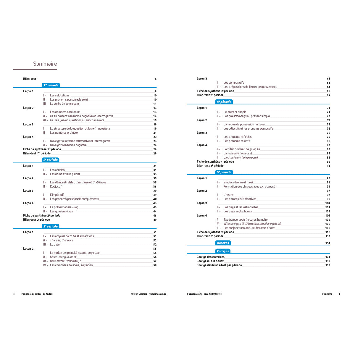 Mon année de collège - Cahier de cours et d'entraînement - Anglais - 6ème