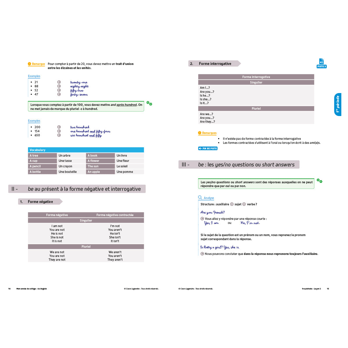Mon année de collège - Cahier de cours et d'entraînement - Anglais - 6ème