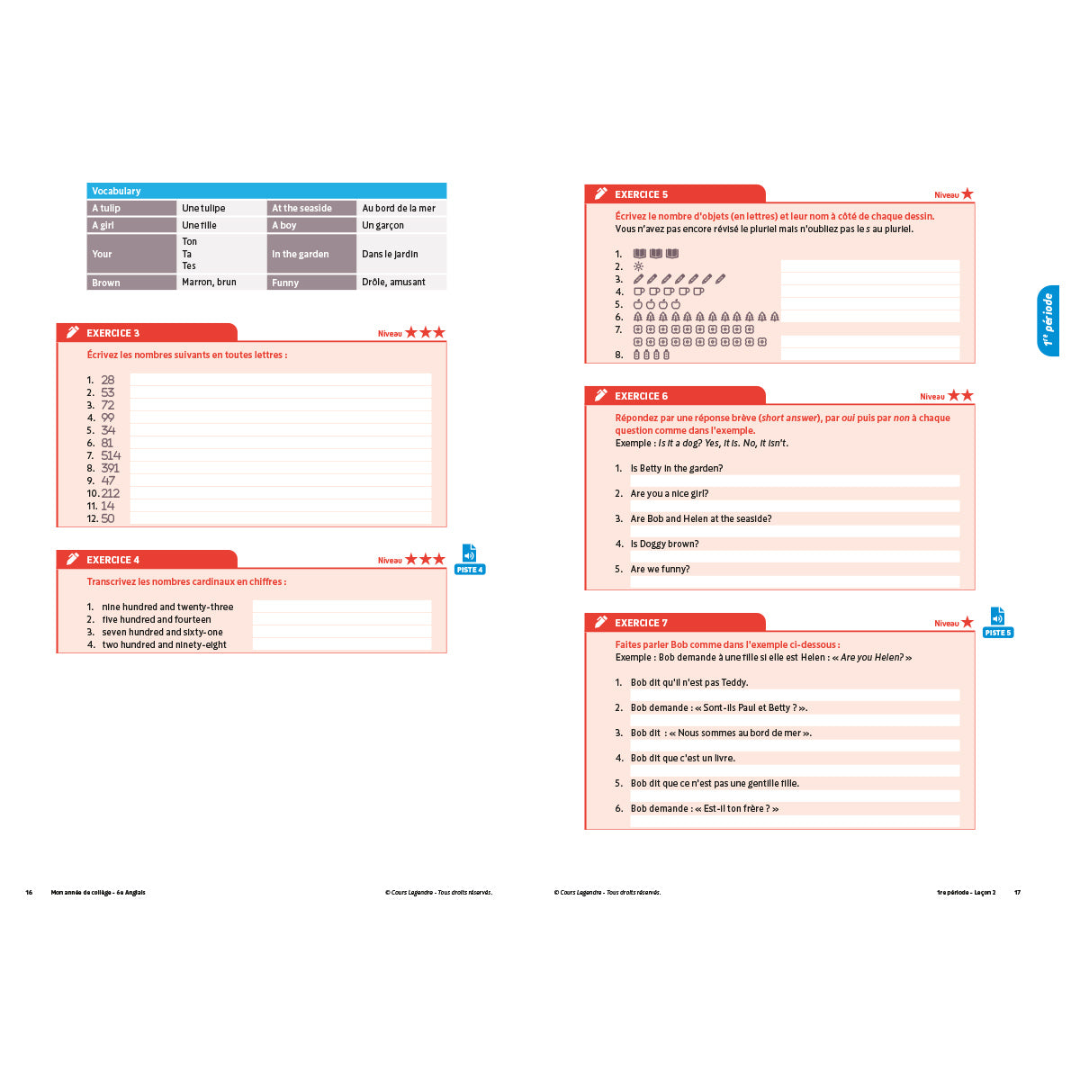 Mon année de collège - Cahier de cours et d'entraînement - Anglais - 6ème