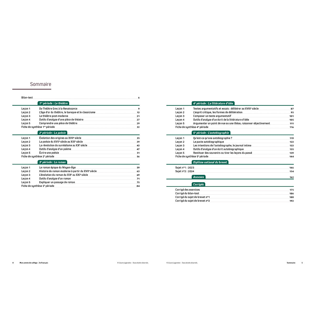 Mon année de collège - Cahier de cours et d'entraînement - Français - 3ème