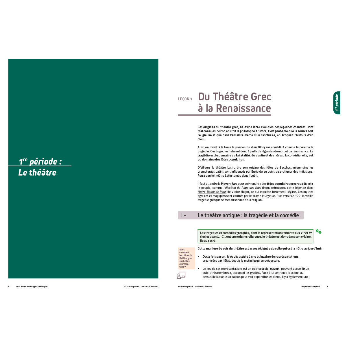 Mon année de collège - Cahier de cours et d'entraînement - Français - 3ème