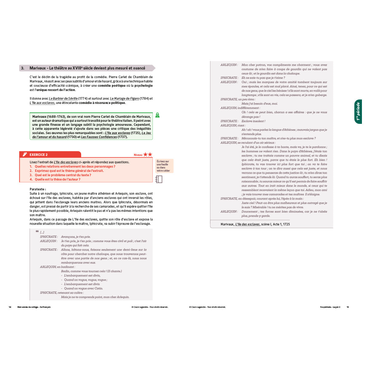 Mon année de collège - Cahier de cours et d'entraînement - Français - 3ème