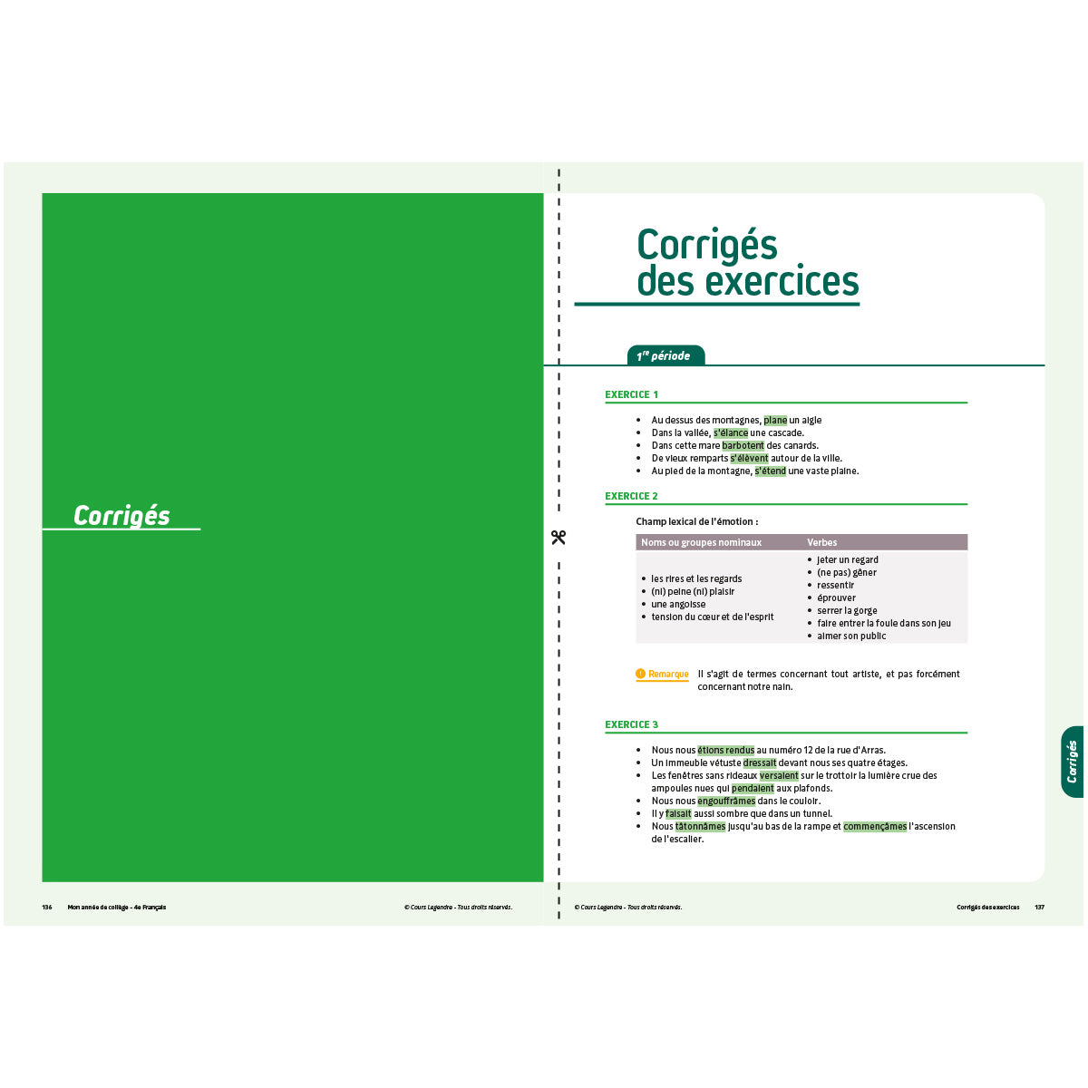Mon année de collège - Cahier de cours et d'entraînement - Français - 4ème