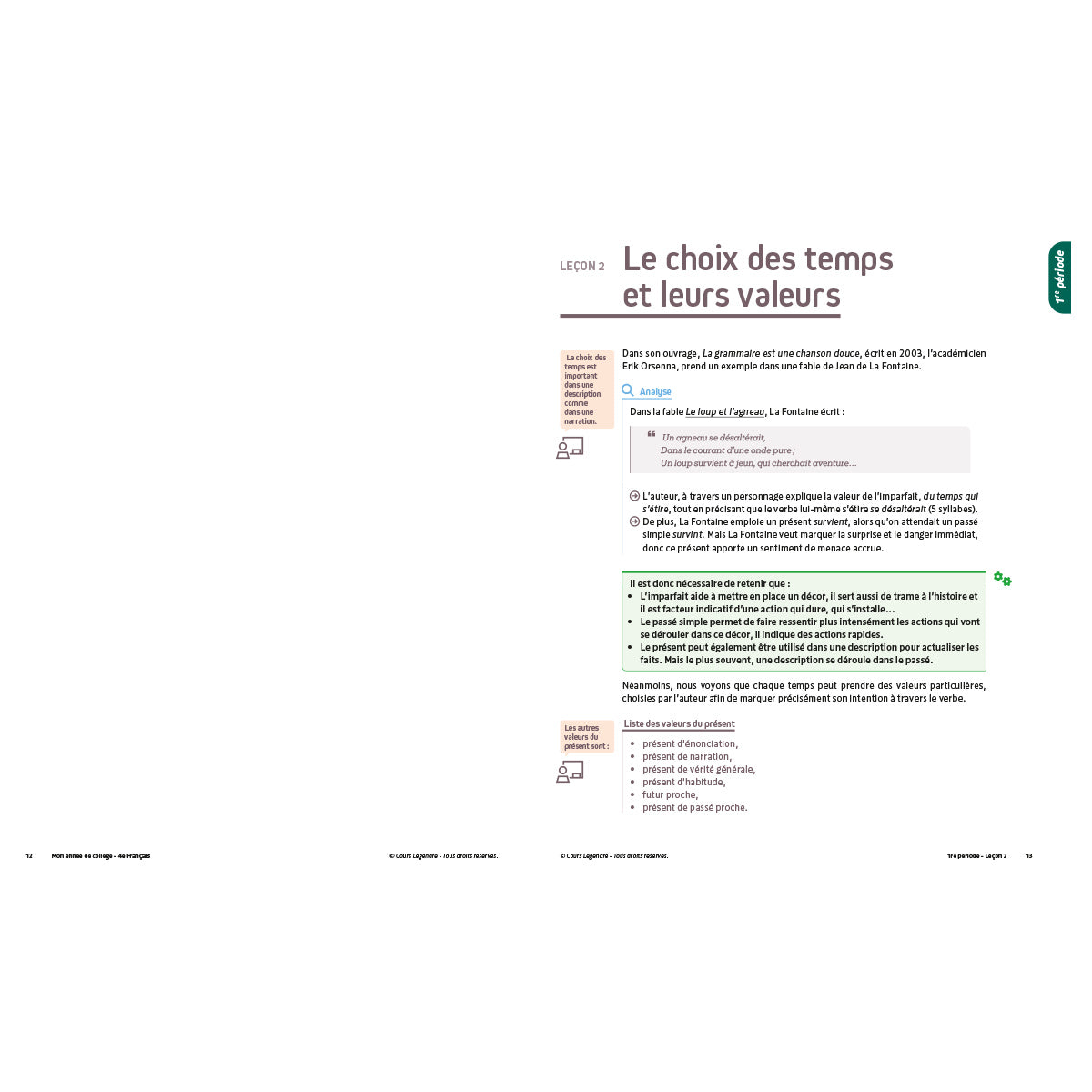 Mon année de collège - Cahier de cours et d'entraînement - Français - 4ème