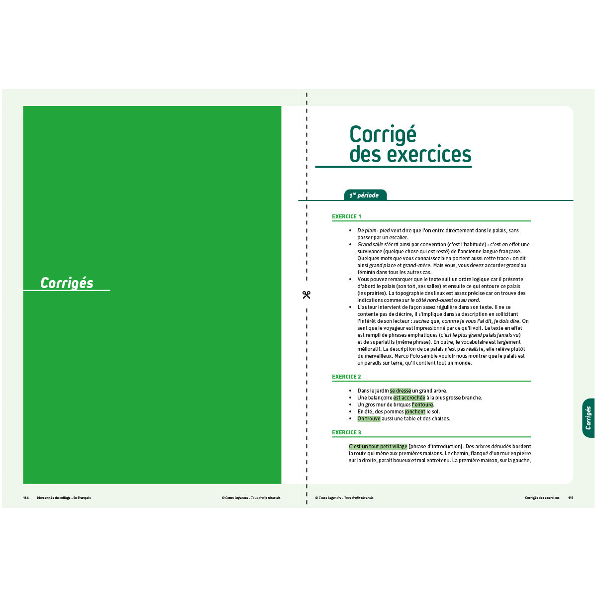 Mon année de collège - Cahier de cours et d'entraînement - Français - 5ème