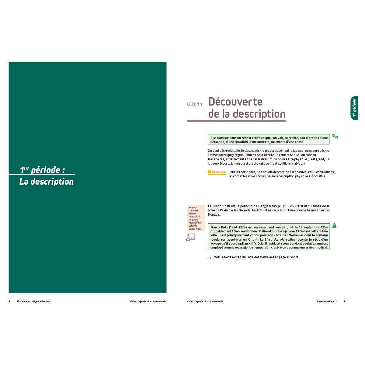 Mon année de collège - Cahier de cours et d'entraînement - Français - 5ème