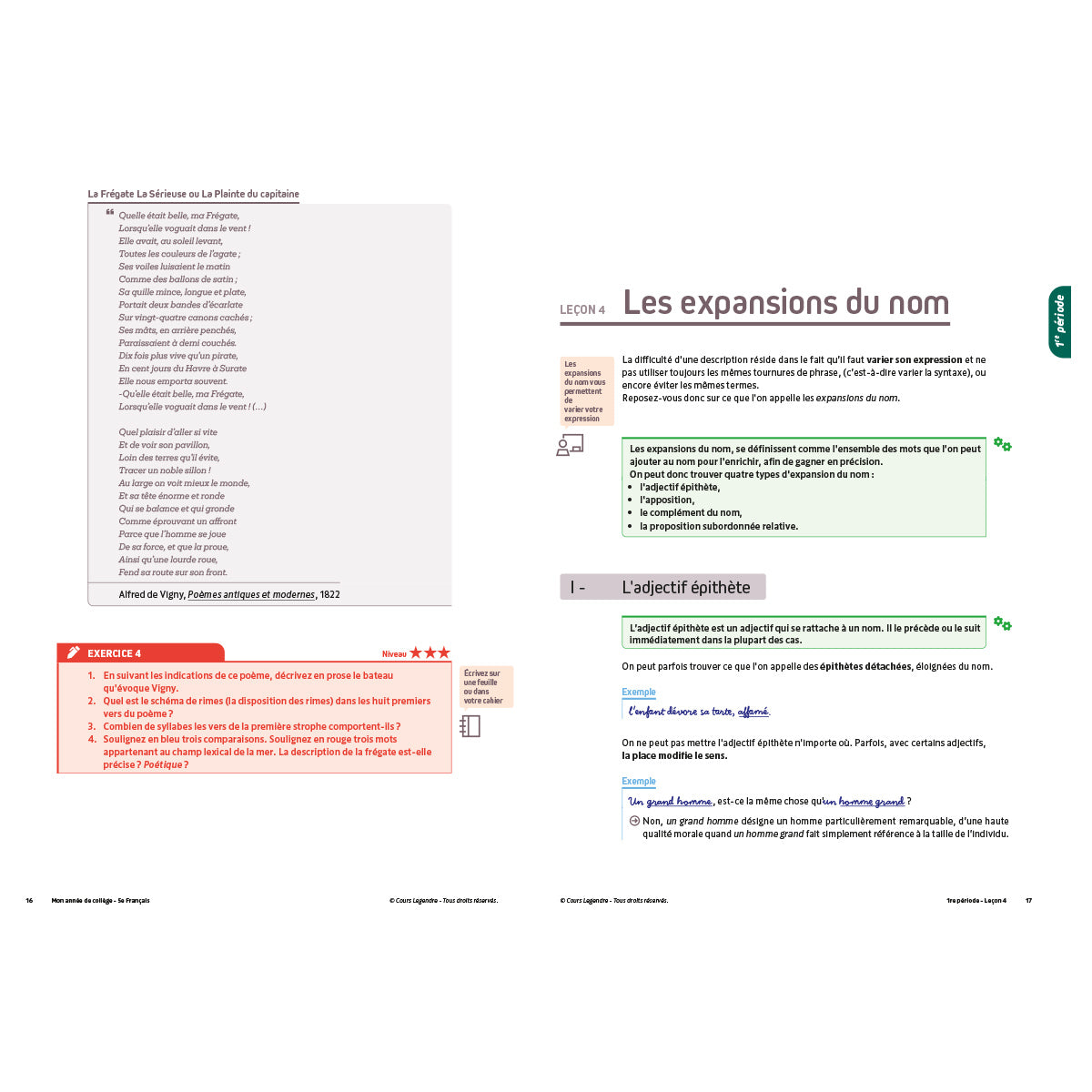 Mon année de collège - Cahier de cours et d'entraînement - Français - 5ème