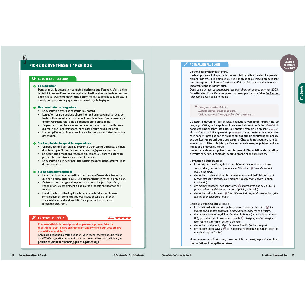 Mon année de collège - Cahier de cours et d'entraînement - Français - 5ème