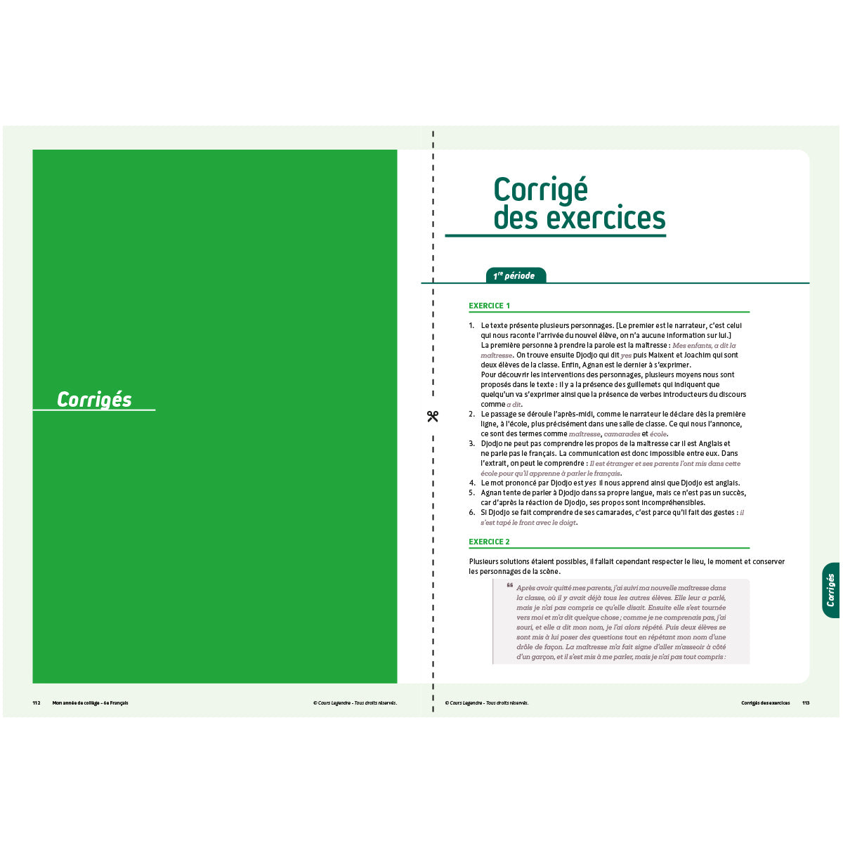 Mon année de collège - Cahier de cours et d'entraînement - Français - 6ème