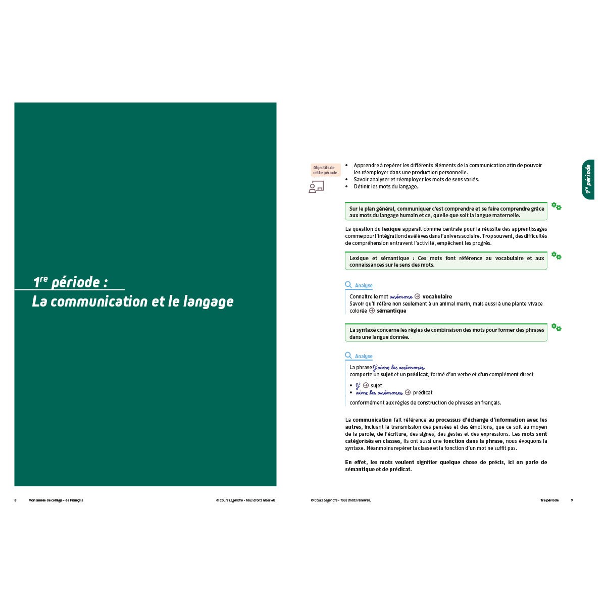 Mon année de collège - Cahier de cours et d'entraînement - Français - 6ème