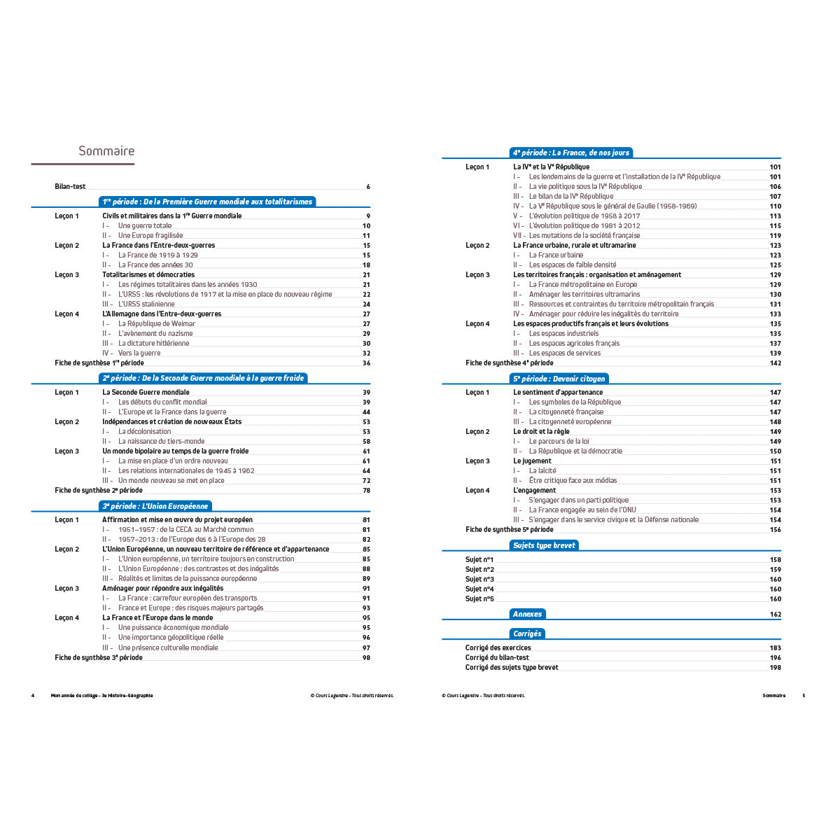 Mon année de collège - Cahier de cours et d'entraînement - Histoire-Géographie - 3ème