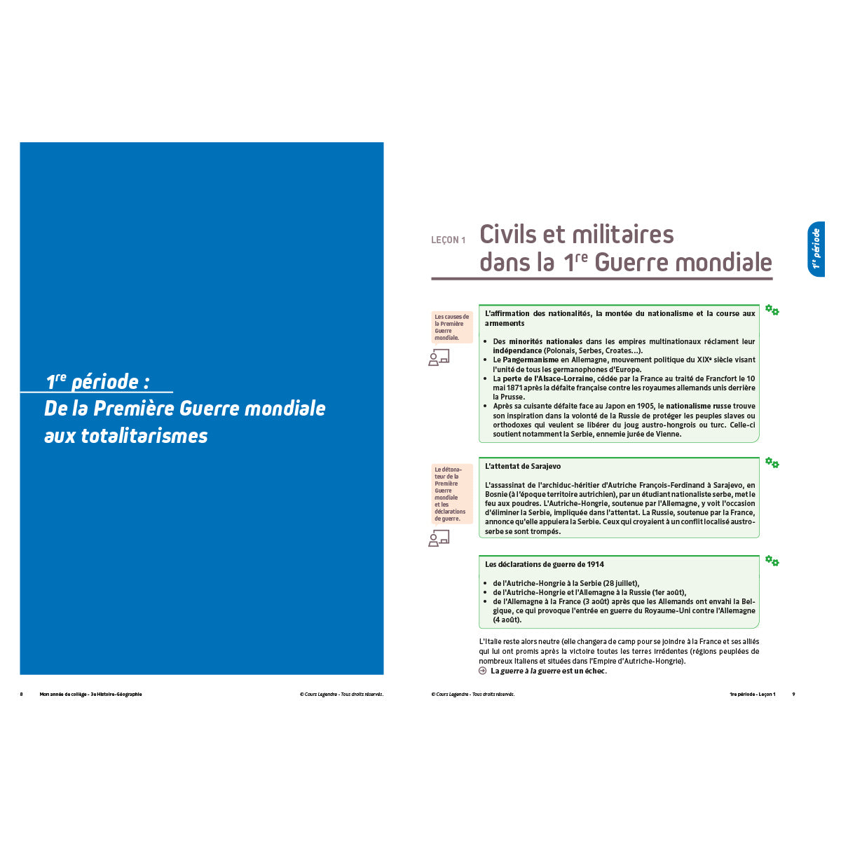 Mon année de collège - Cahier de cours et d'entraînement - Histoire-Géographie - 3ème