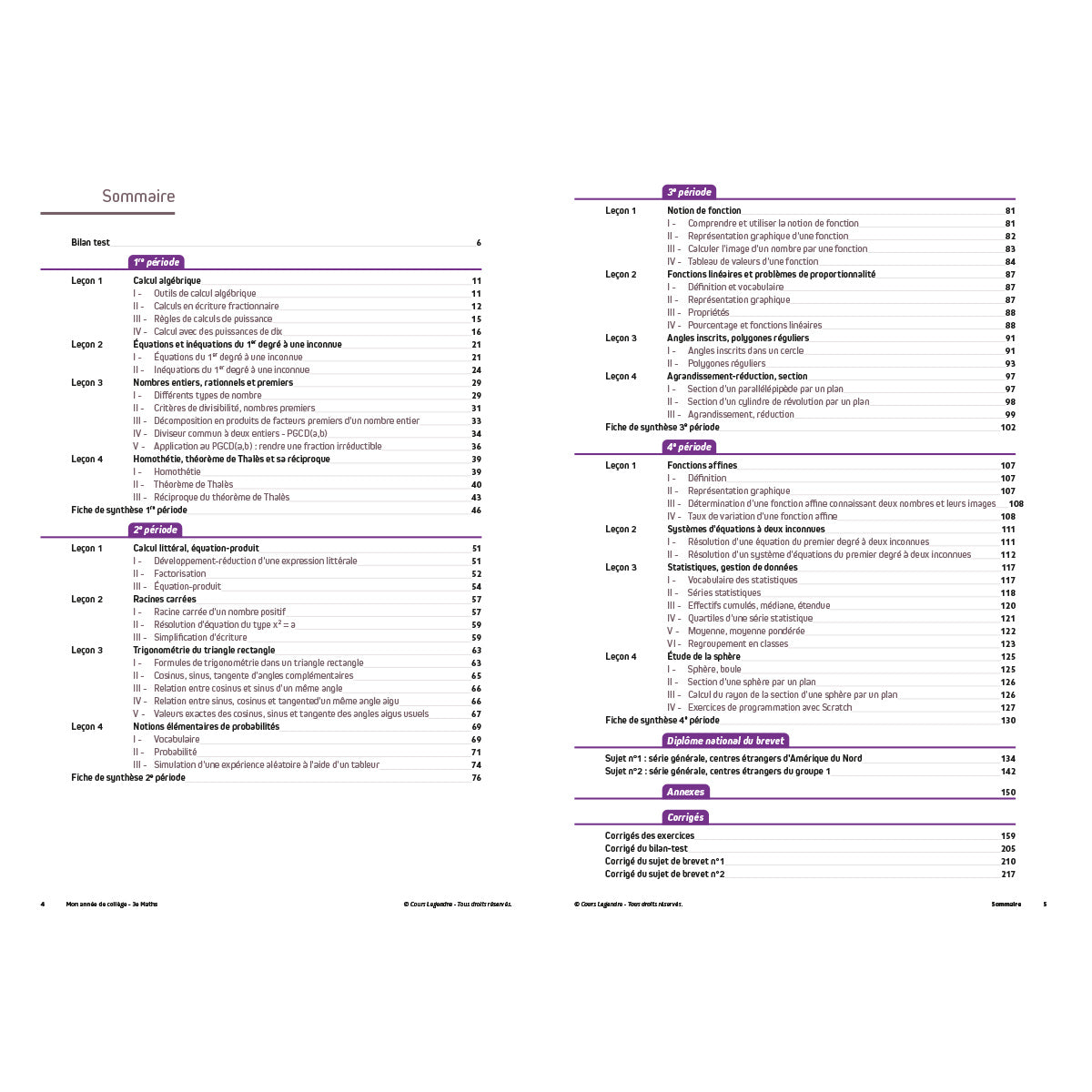 Mon année de collège - Cahier de cours et d'entraînement - Mathématiques - 3ème