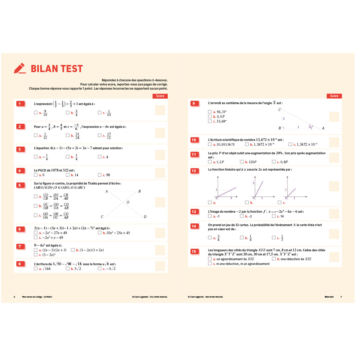 Mon année de collège - Cahier de cours et d'entraînement - Mathématiques - 3ème