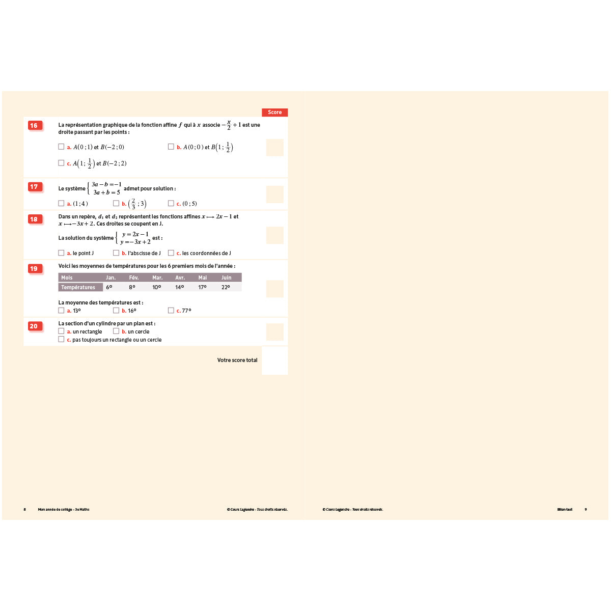 Mon année de collège - Cahier de cours et d'entraînement - Mathématiques - 3ème