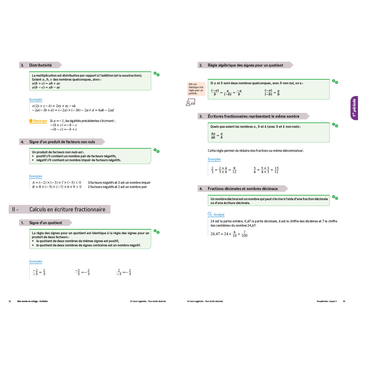 Mon année de collège - Cahier de cours et d'entraînement - Mathématiques - 3ème