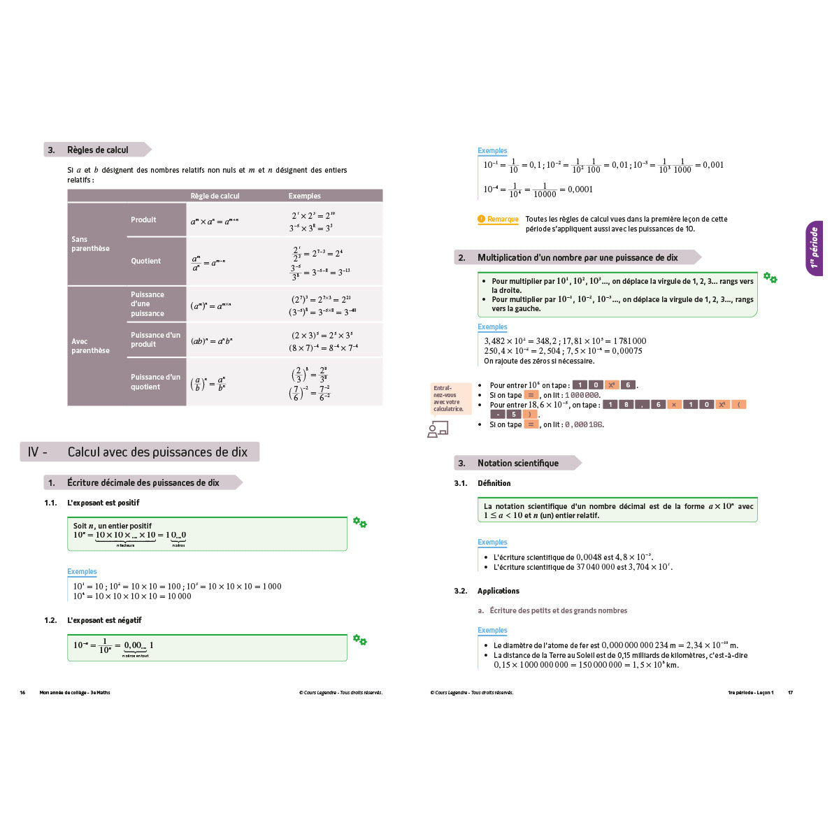 Mon année de collège - Cahier de cours et d'entraînement - Mathématiques - 3ème