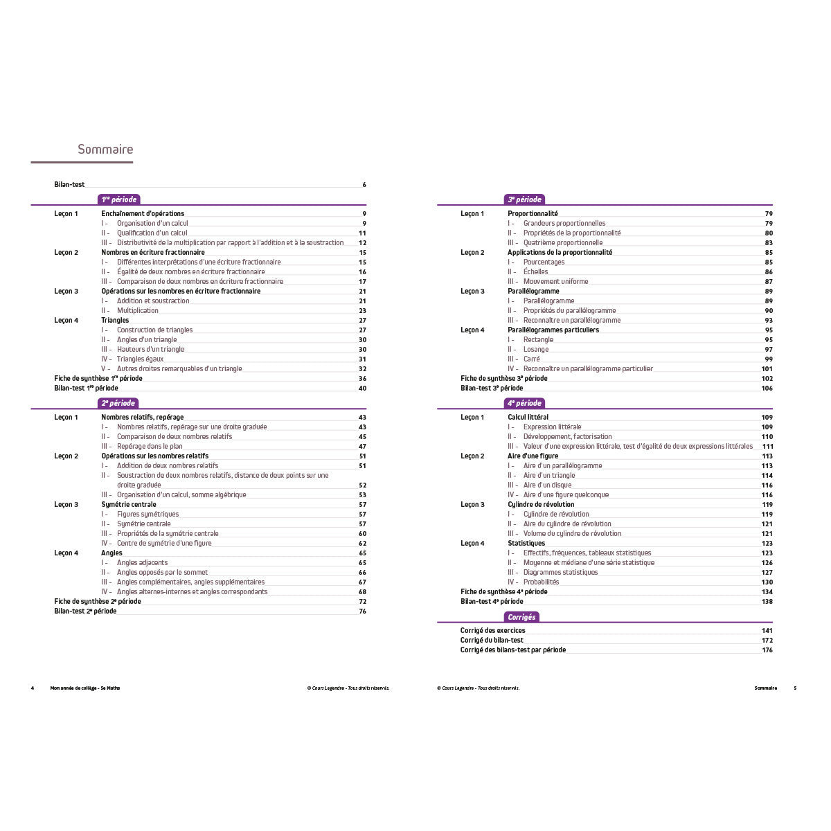 Mon année de collège - Cahier de cours et d'entraînement - Mathématiques - 5ème