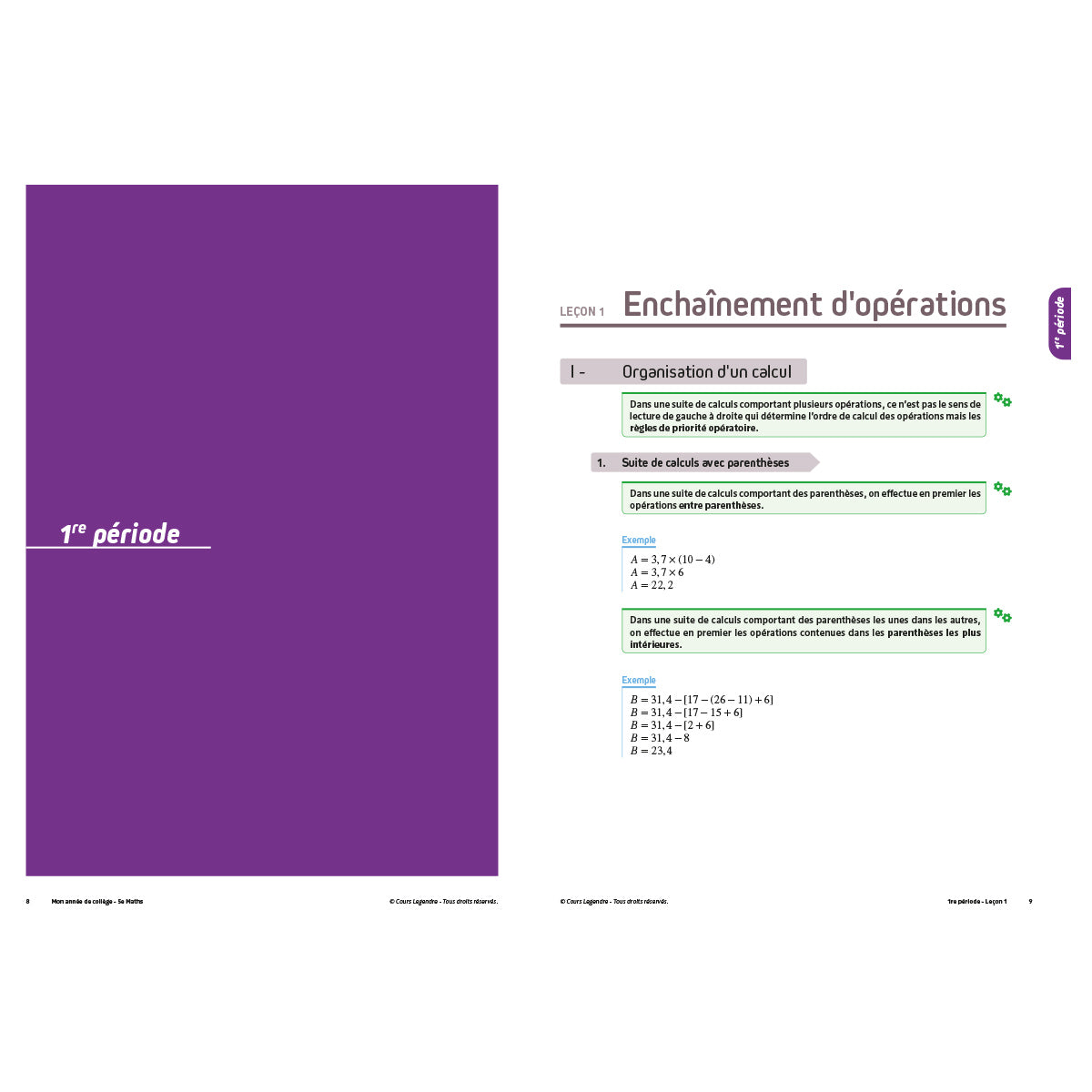 Mon année de collège - Cahier de cours et d'entraînement - Mathématiques - 5ème
