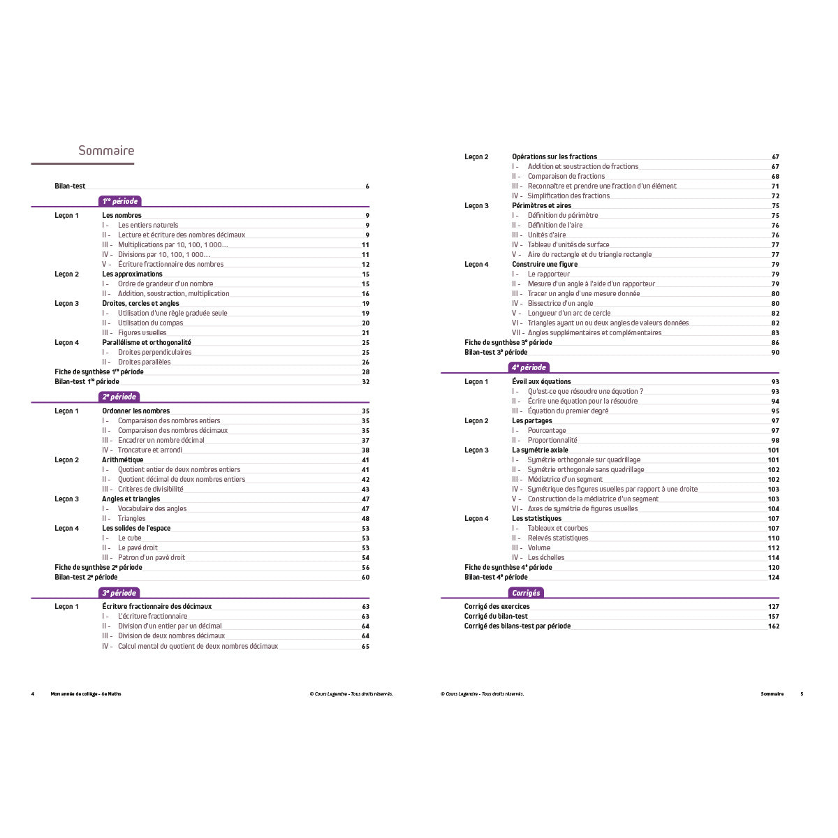 Mon année de collège - Cahier de cours et d'entraînement - Mathématiques - 6ème