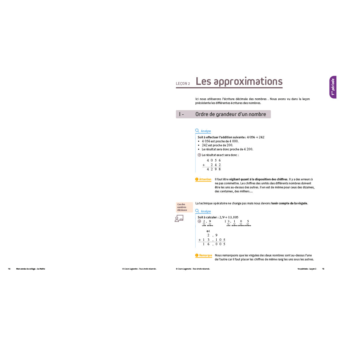 Mon année de collège - Cahier de cours et d'entraînement - Mathématiques - 6ème