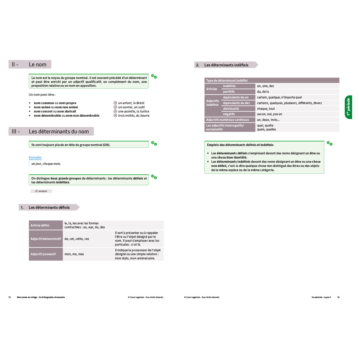 Mon année de collège - Cahier de cours et d'entraînement - Orthographe-Grammaire - 3ème