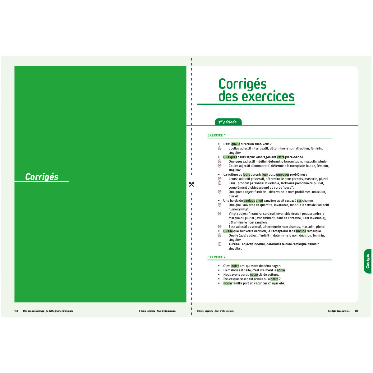 Mon année de collège - Cahier de cours et d'entraînement - Orthographe-Grammaire - 4ème
