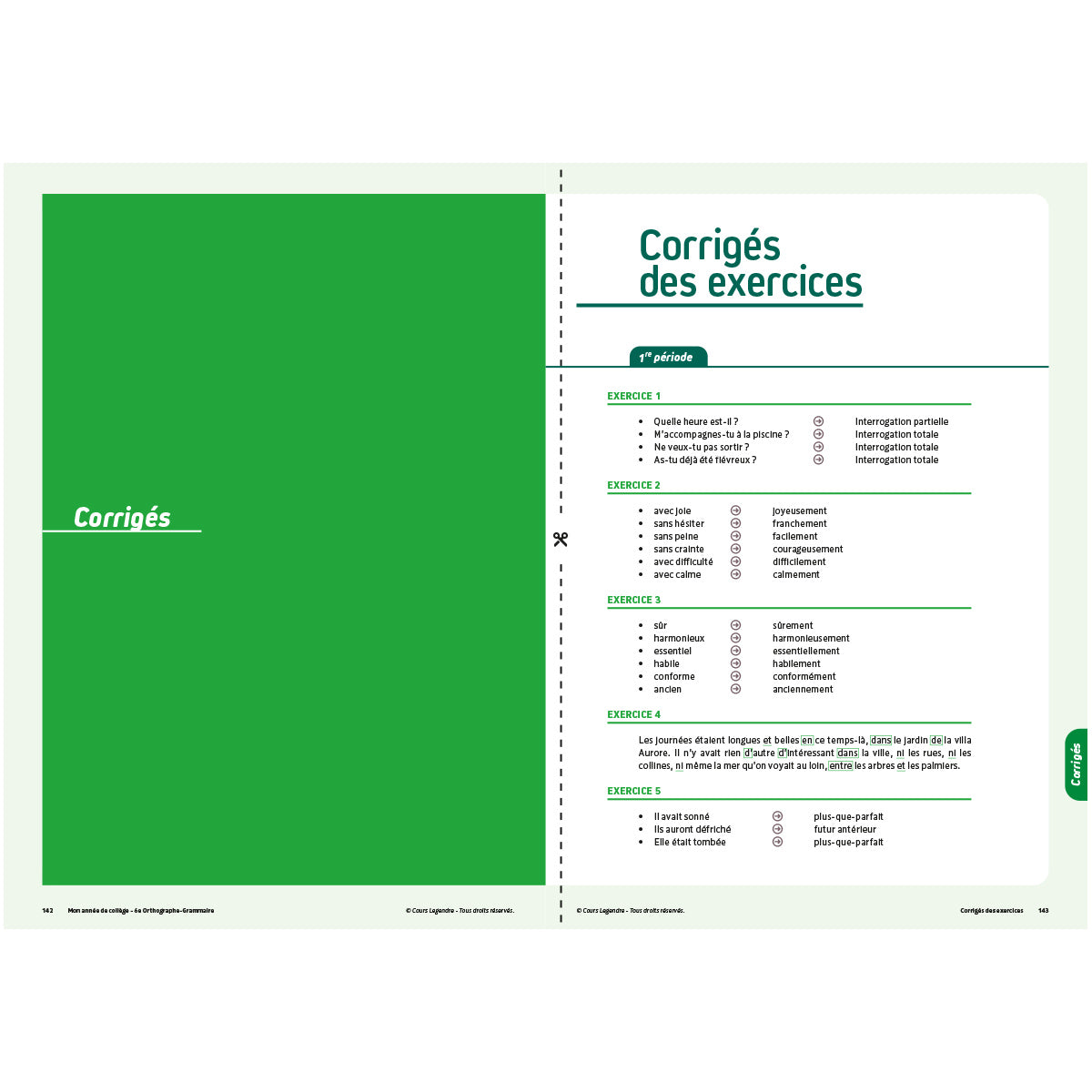 Mon année de collège - Cahier de cours et d'entraînement - Orthographe-Grammaire - 6ème