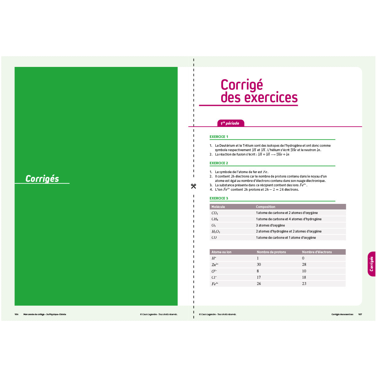 Mon année de collège - Cahier de cours et d'entraînement - Physique-Chimie - 3ème