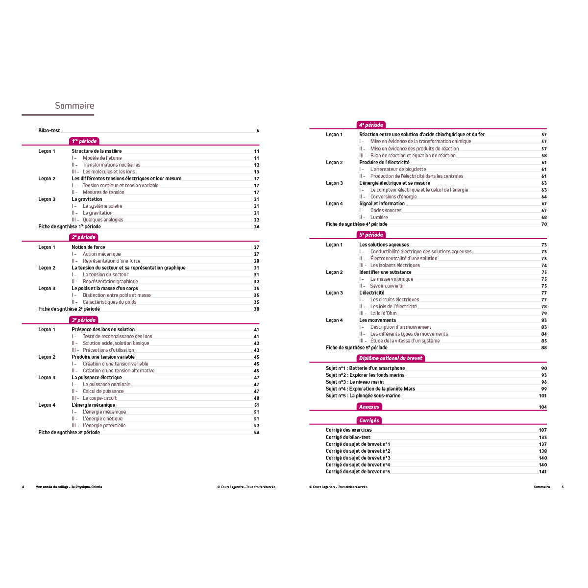Mon année de collège - Cahier de cours et d'entraînement - Physique-Chimie - 3ème