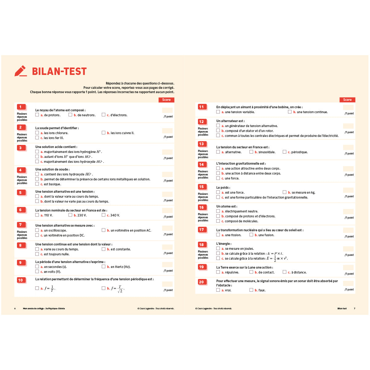 Mon année de collège - Cahier de cours et d'entraînement - Physique-Chimie - 3ème