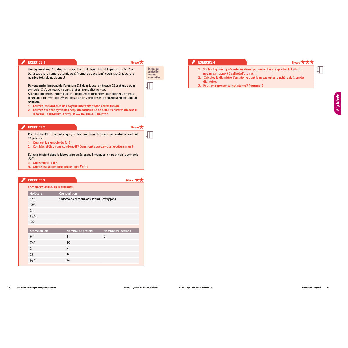 Mon année de collège - Cahier de cours et d'entraînement - Physique-Chimie - 3ème