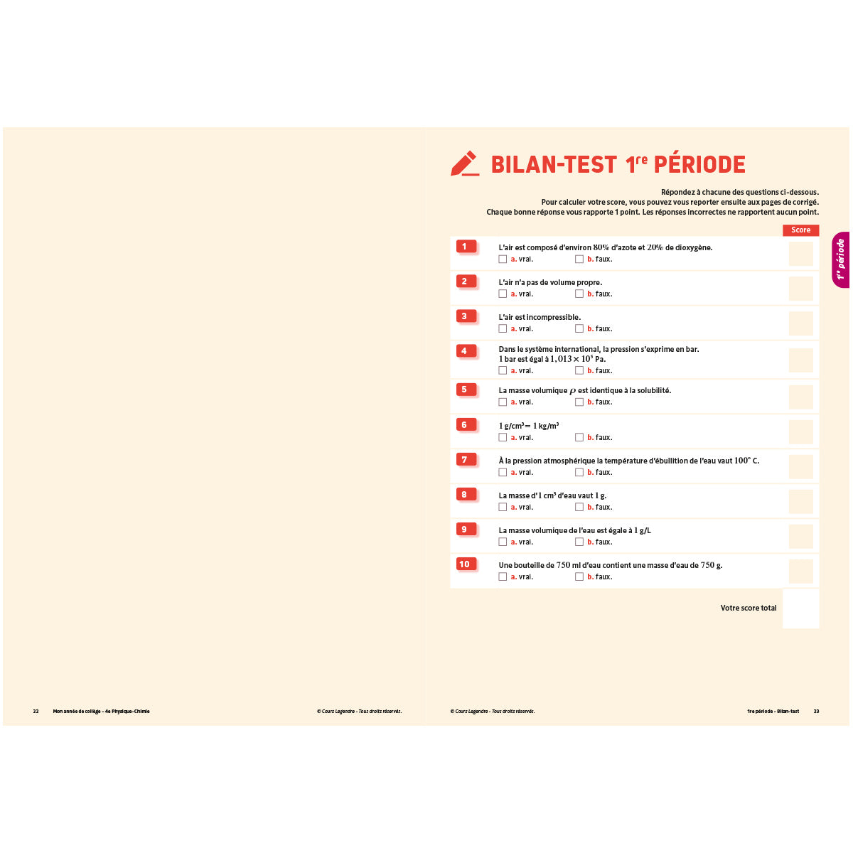 Mon année de collège - Cahier de cours et d'entraînement - Physique-Chimie - 4ème