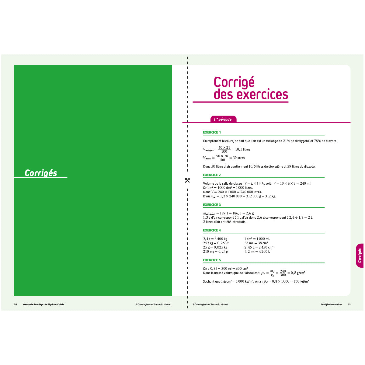 Mon année de collège - Cahier de cours et d'entraînement - Physique-Chimie - 4ème