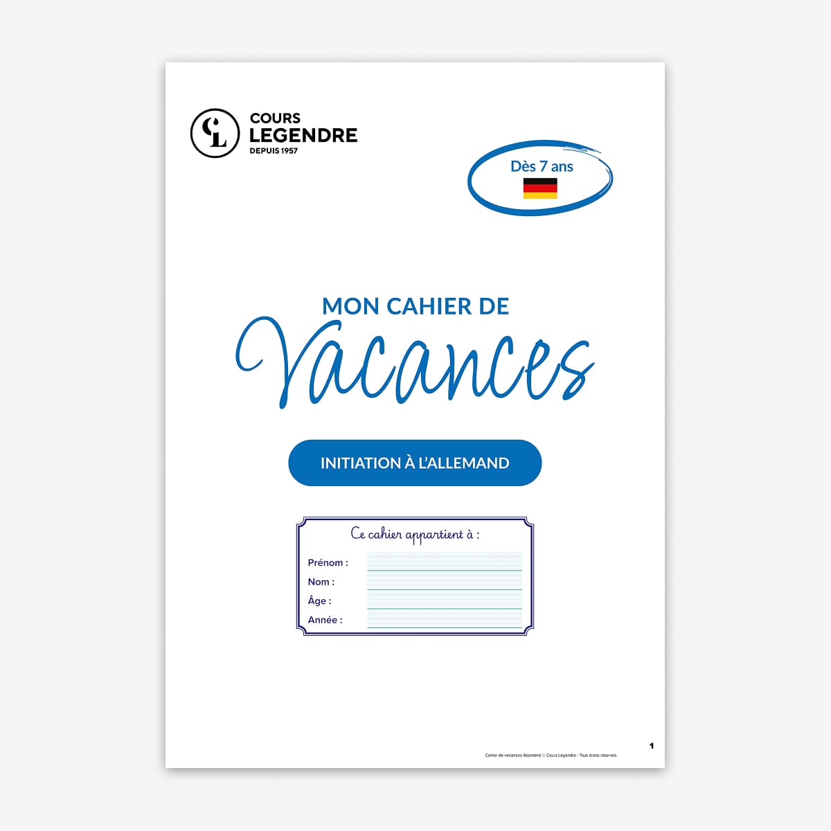 Cahier de vacances Initiation à l'allemand - Dès 7 ans - nouvelle édition 2026