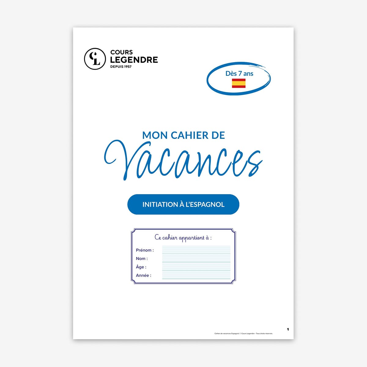 Cahier de vacances Initiation à l'espagnol - Dès 7 ans - nouvelle édition 2026