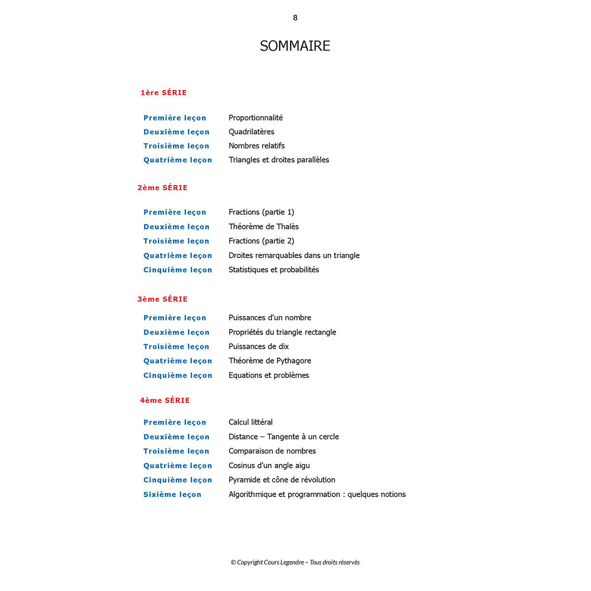 Mon année de Collège - 4ème - Mathématiques avec 6 devoirs à envoyer