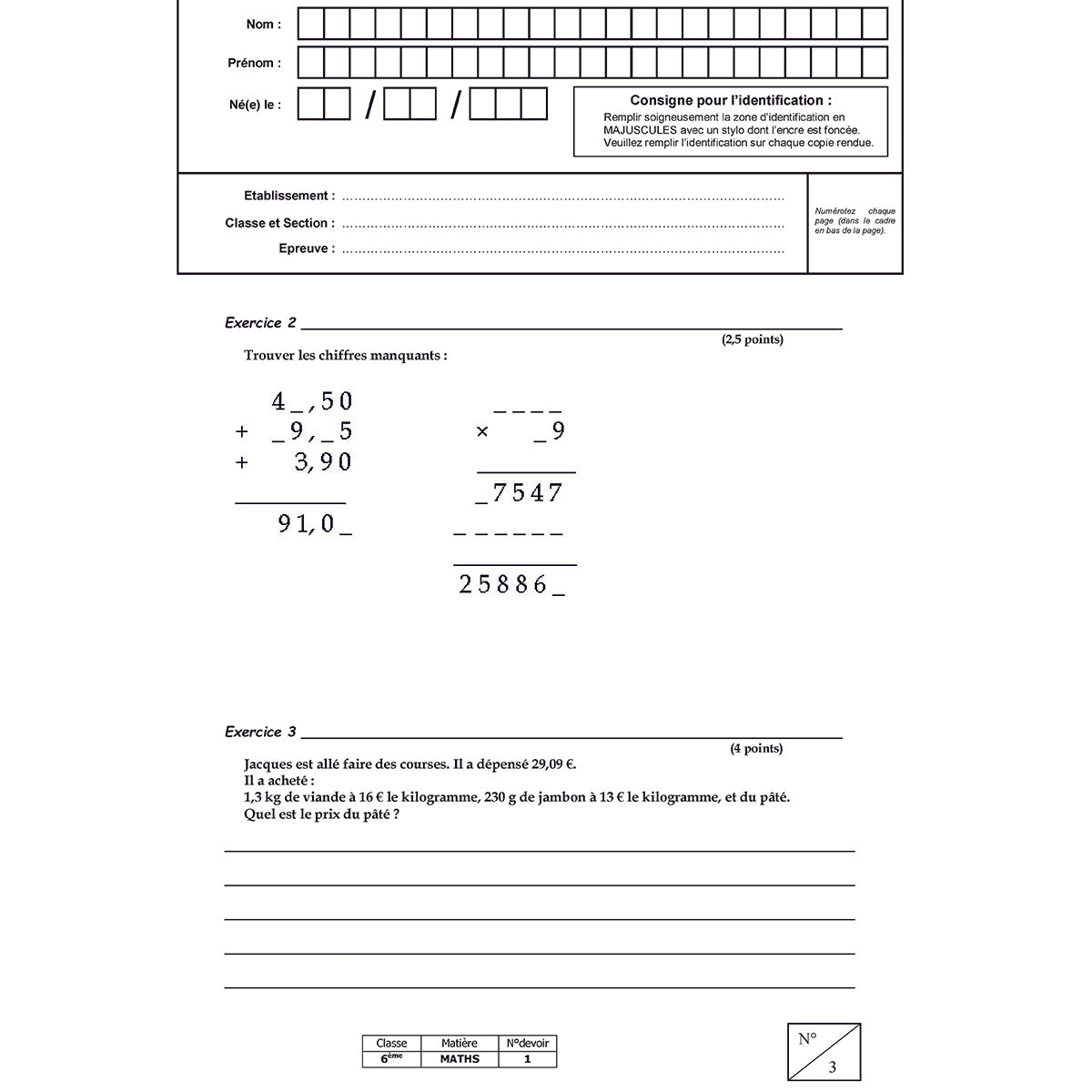 Mon année de Collège - 6ème - Mathématiques + 6 devoirs à envoyer